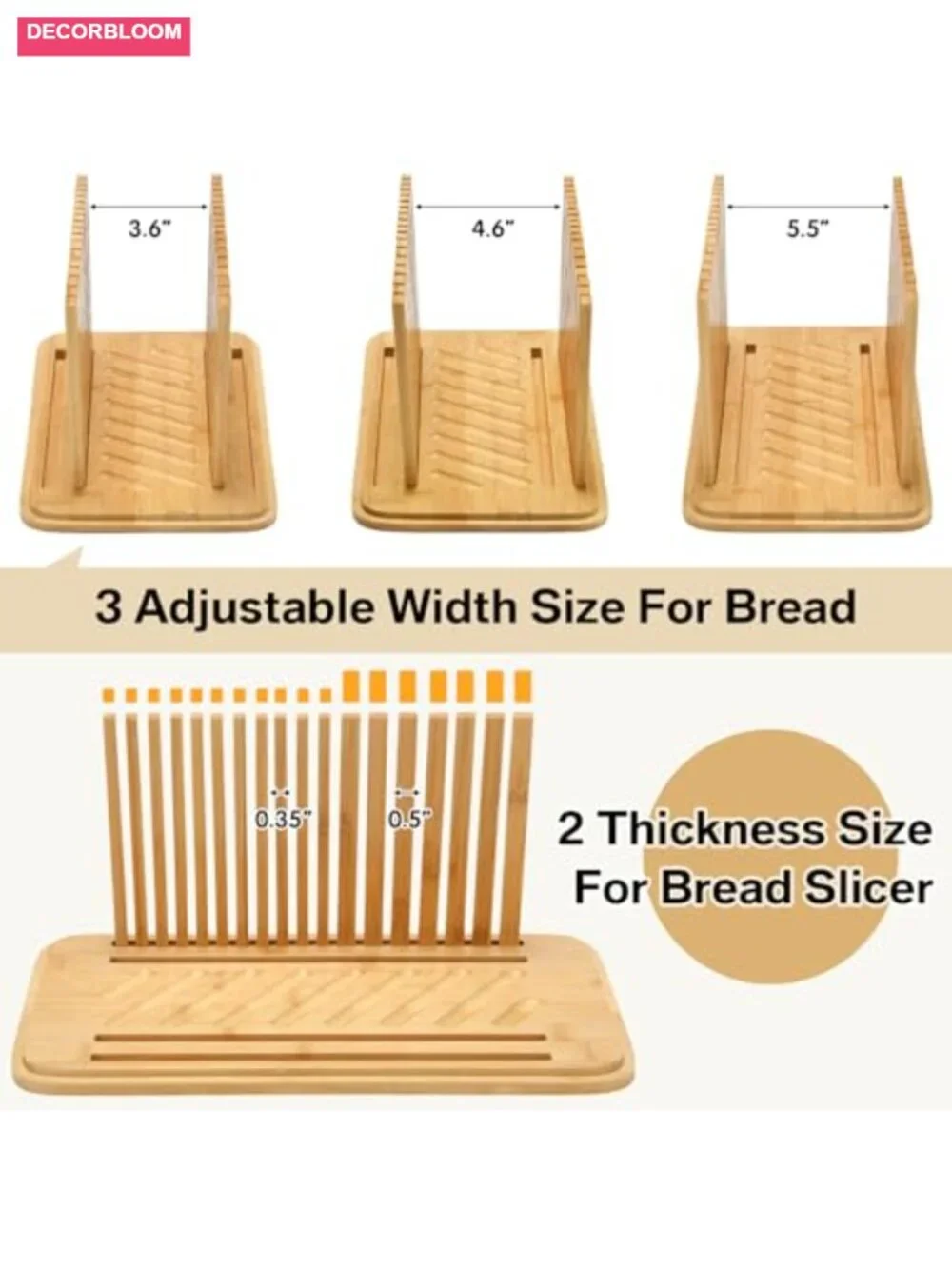 Bread Box with Slicer, 3-in-1 Storage with Bamboo Lid, Multifunction Kitchen